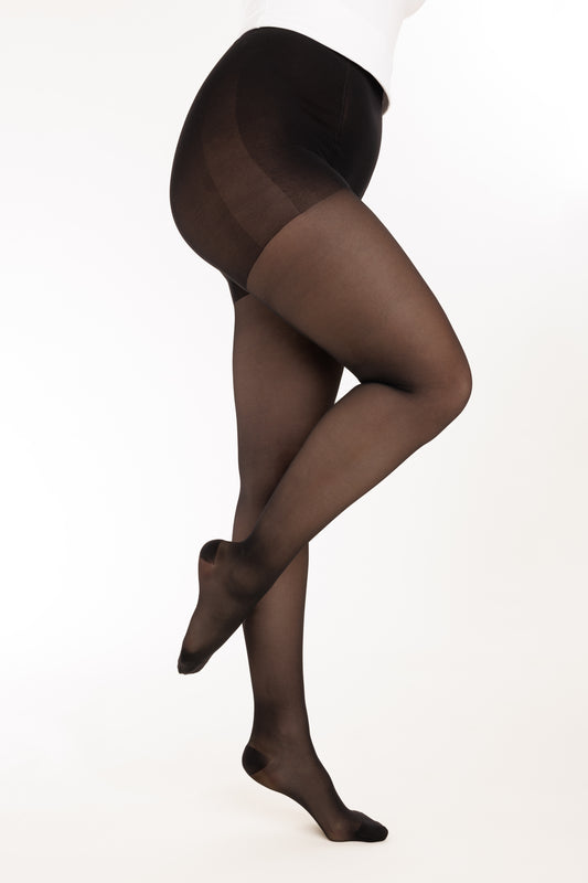 Collant de contention ceinture élargie Dynaven Transparent noir