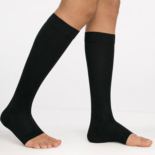 Chaussettes de contention Coton pieds ouverts noir