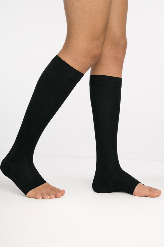 Chaussettes de contention Coton pieds ouverts noir