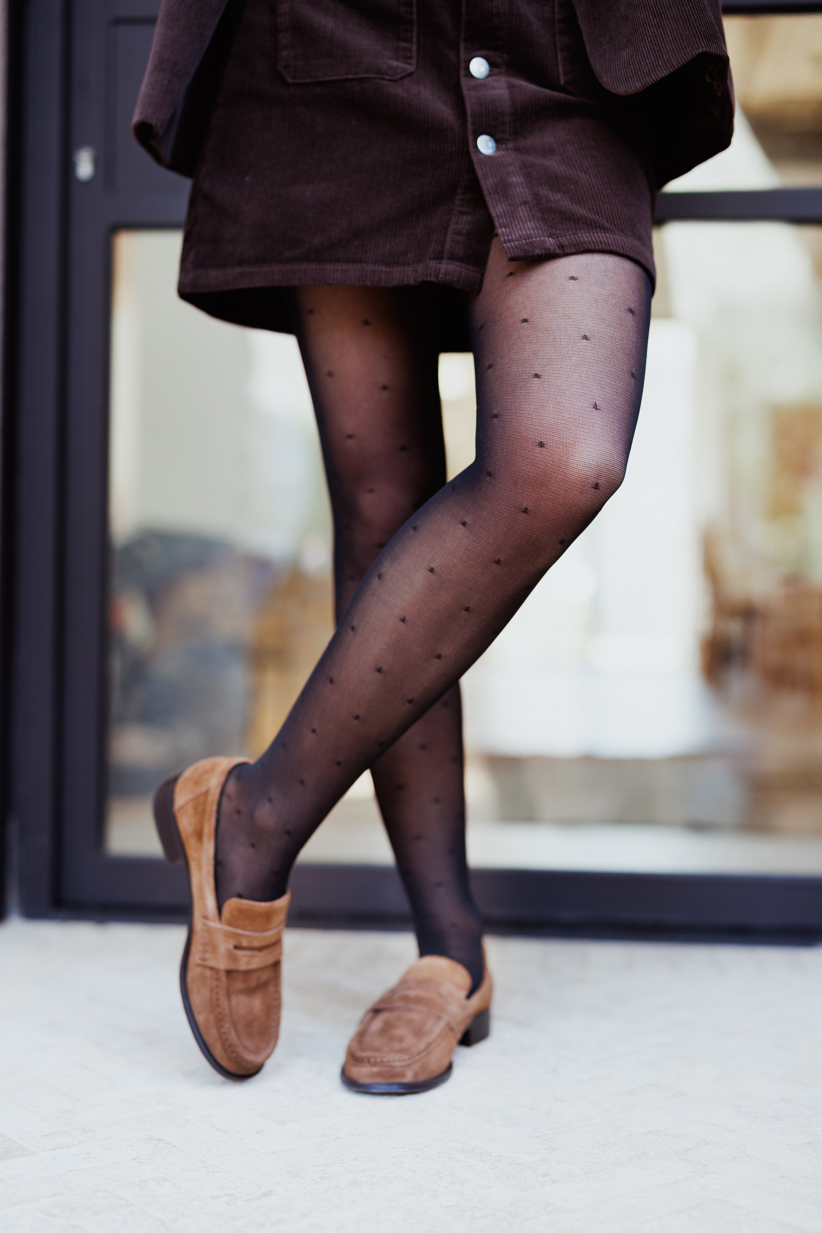 Collant de contention Motifs Plumetis noir