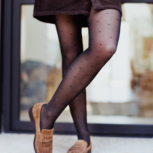 Collant de contention Motifs Plumetis noir