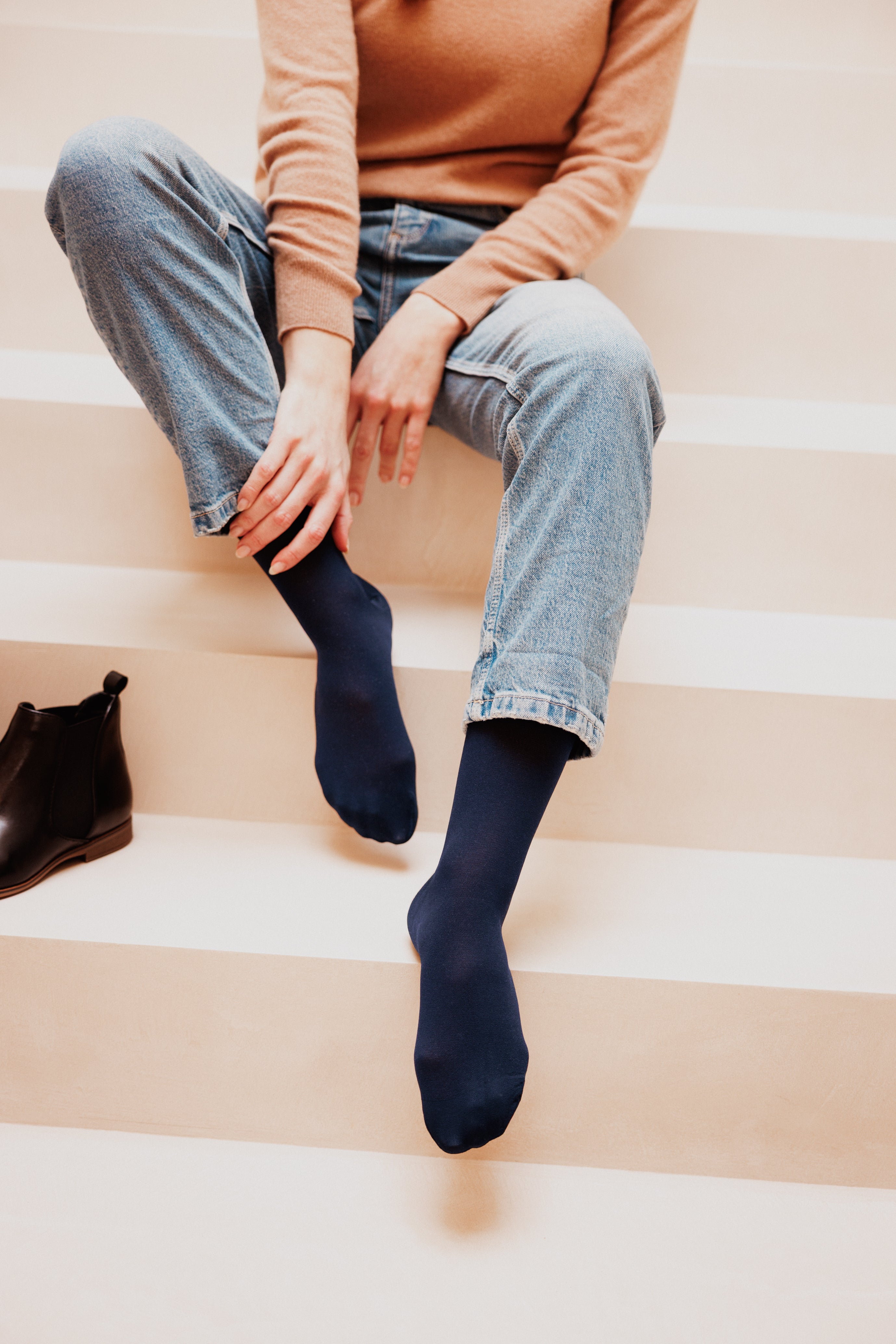 Chaussettes de contention Dynaven Semi-Opaque bleu marine