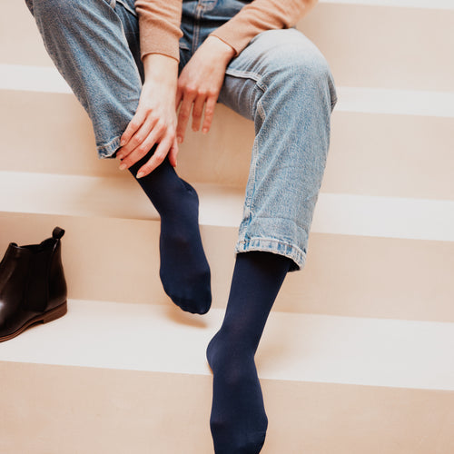 Chaussettes de contention Dynaven Semi-Opaque bleu marine