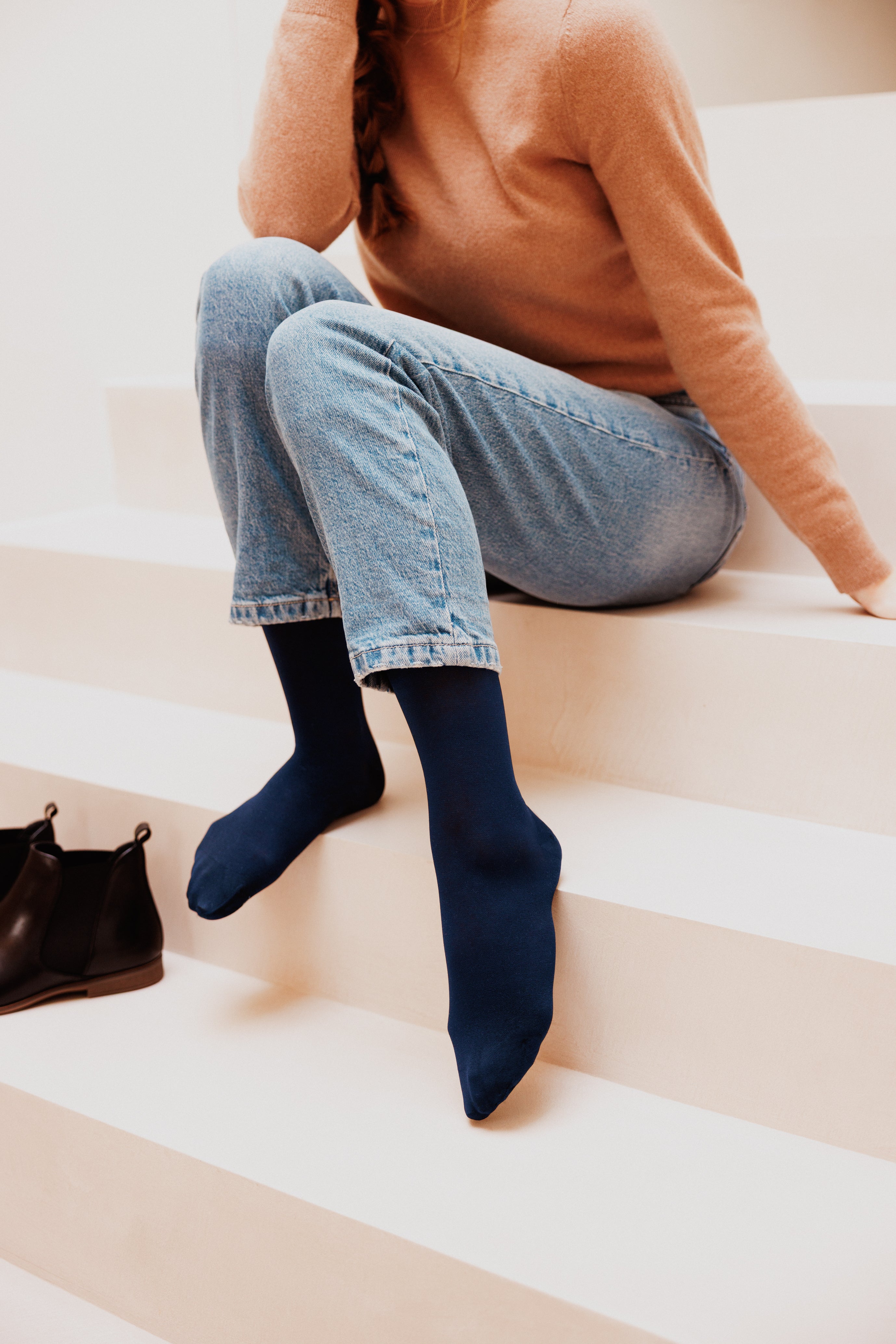 Chaussettes de contention Dynaven Semi-Opaque bleu marine