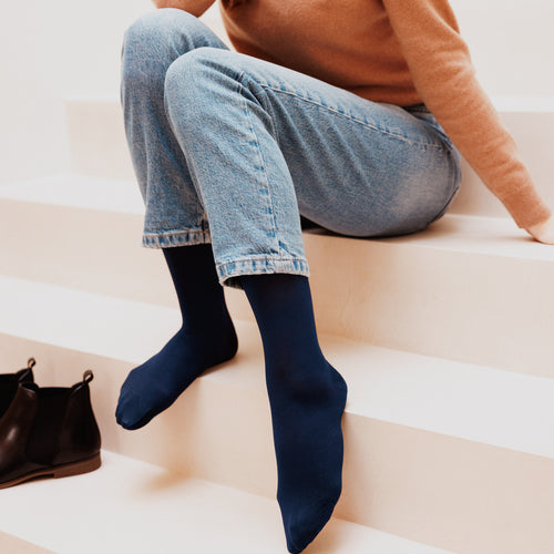 Chaussettes de contention Dynaven Semi-Opaque bleu marine