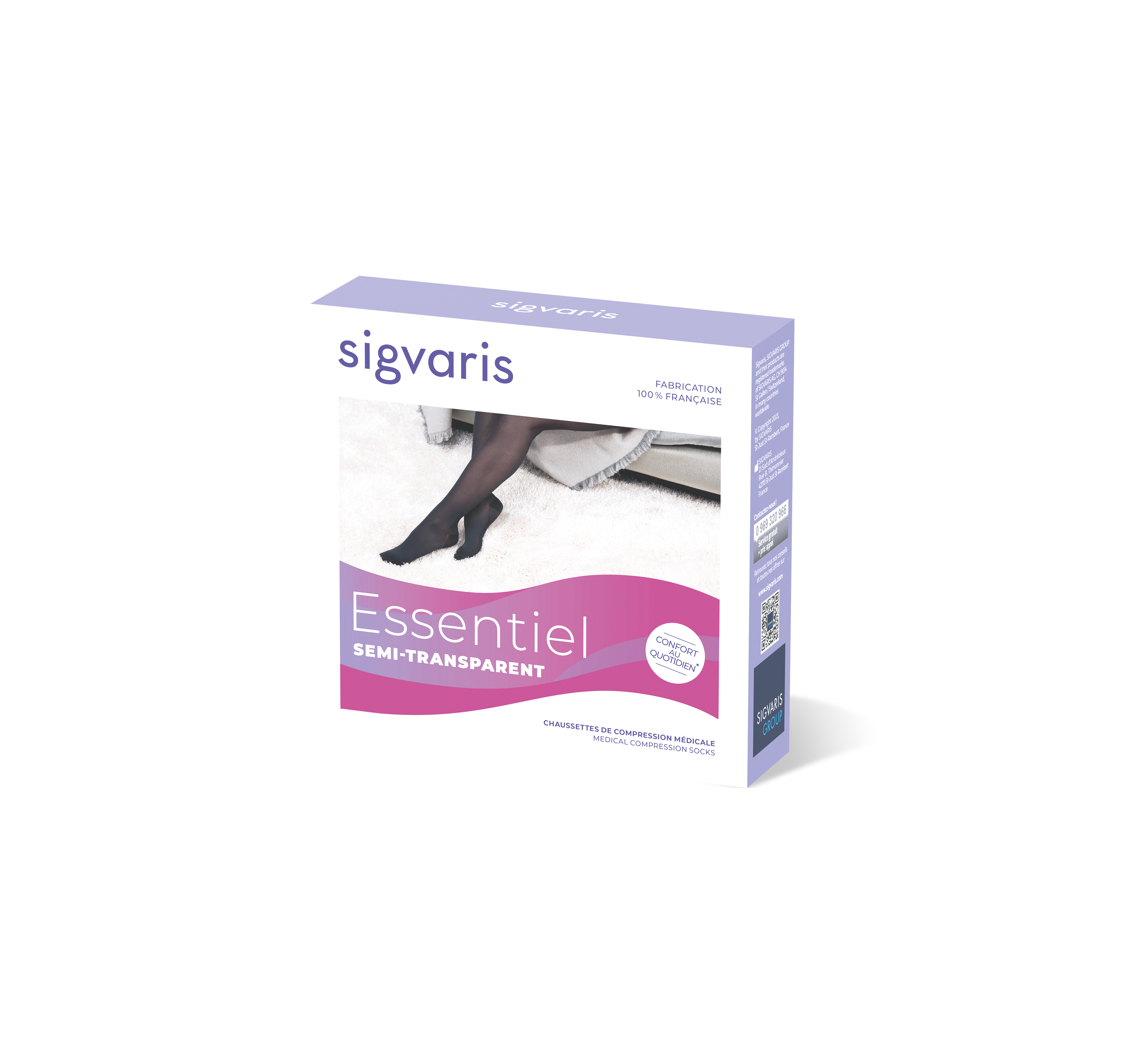 Chaussettes de contention semi-transparentes naturel