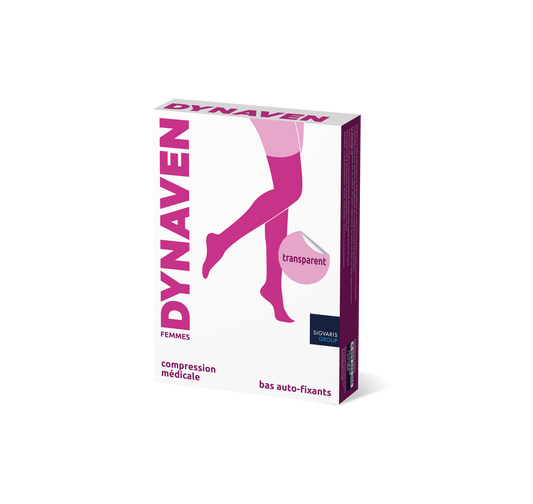 Bas de contention Dynaven Transparent pieds ouverts beige clair