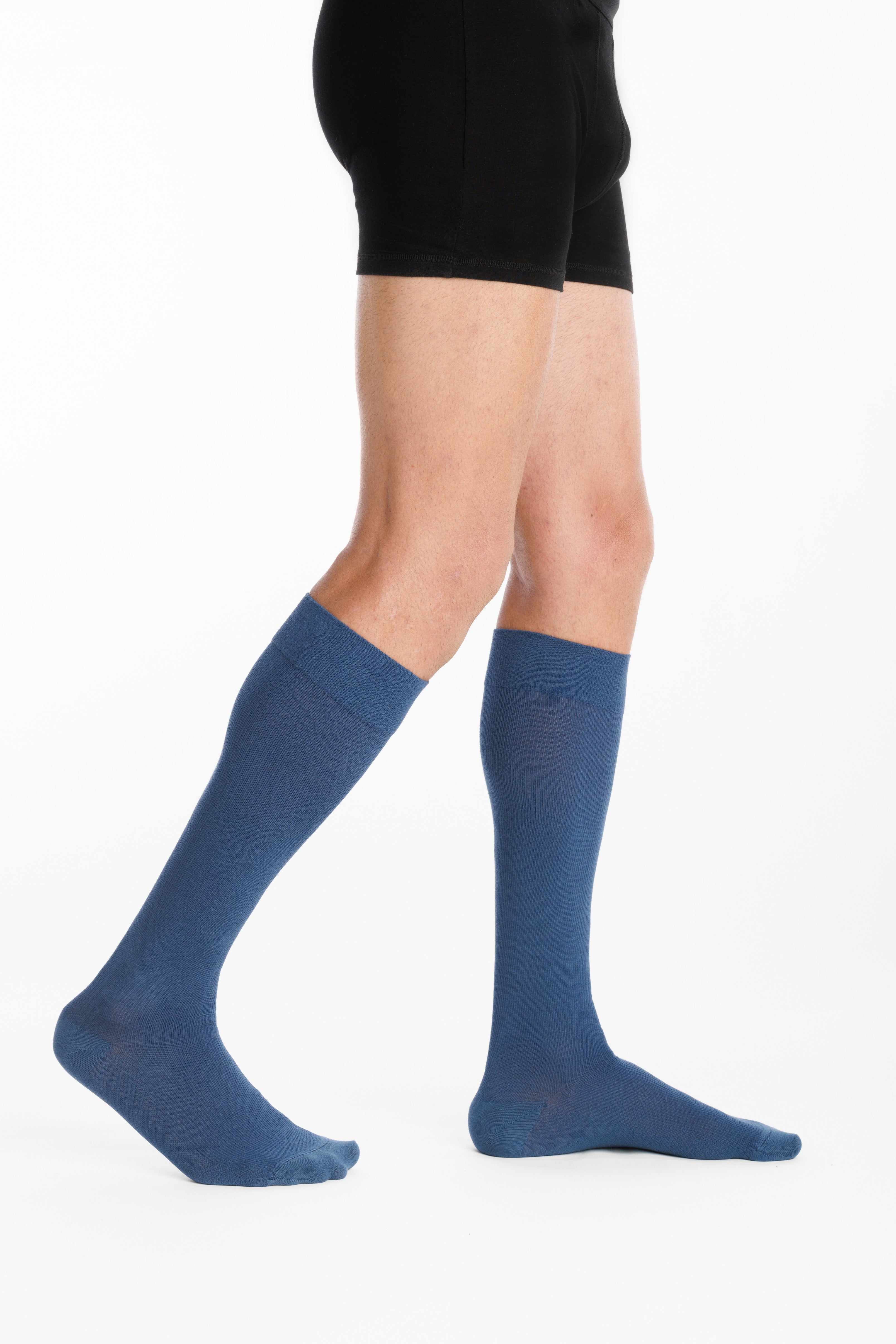 Chaussettes de contention Coton Bio (55%) bleu jean
