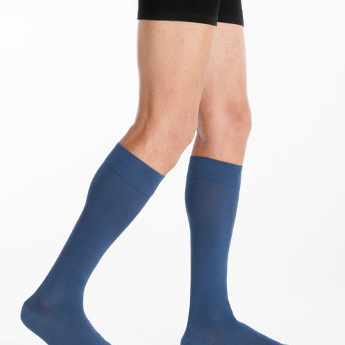 Chaussettes de contention Coton Bio (55%) bleu jean