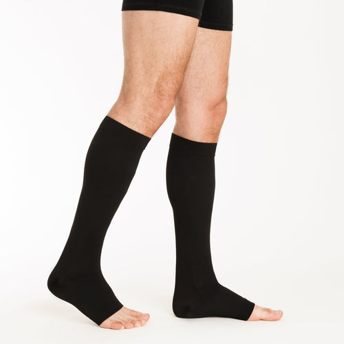 Chaussettes de contention Dynaven Fin pieds ouverts noir