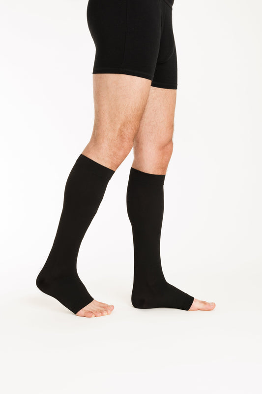 Chaussettes de contention Dynaven Fin pieds ouverts noir