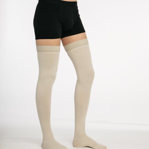 Bas de contention Coton beige sable