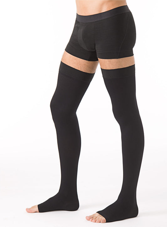 Bas de contention Microfibre pieds ouverts noir