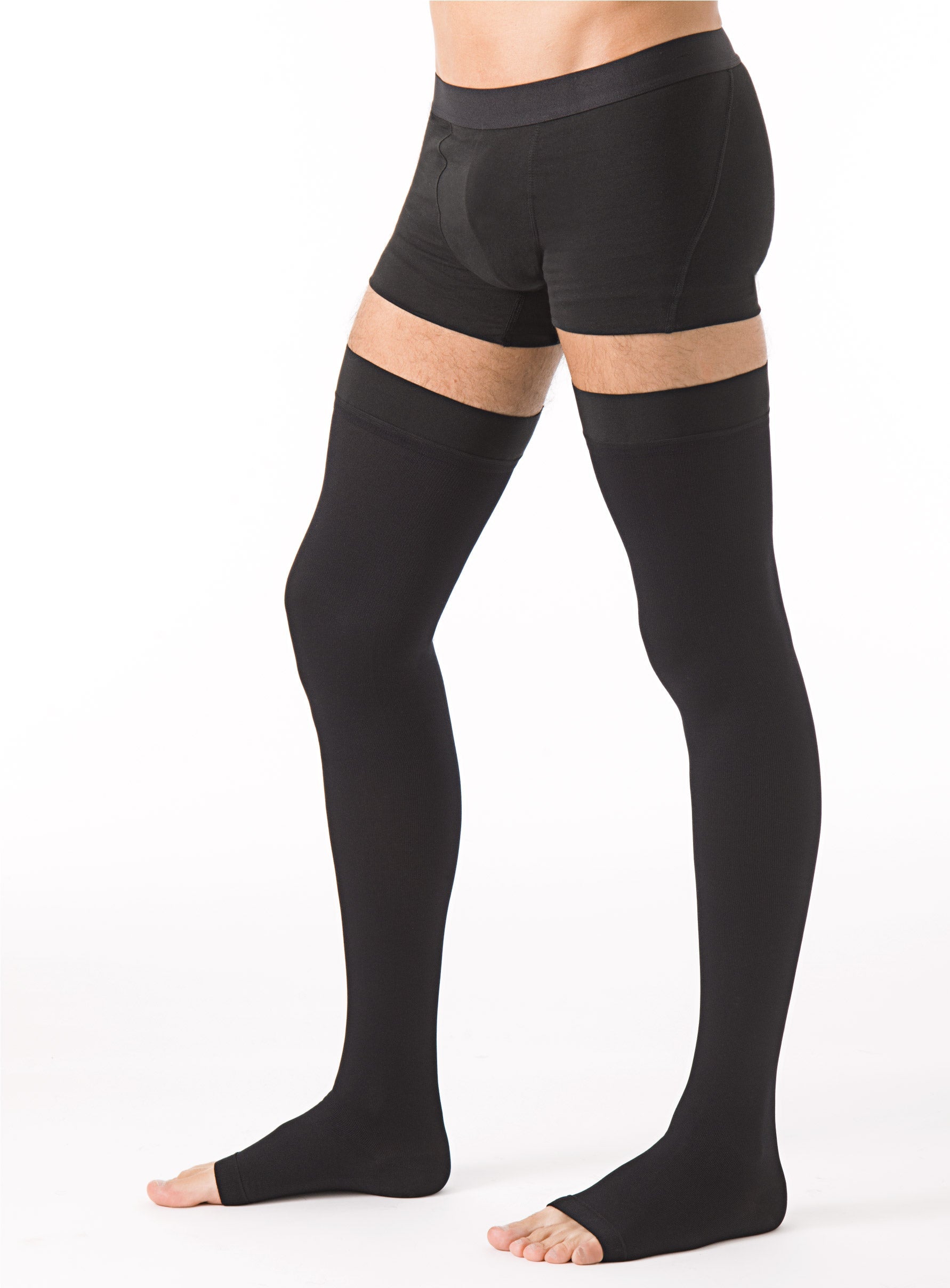 Bas de contention Microfibre pieds ouverts noir