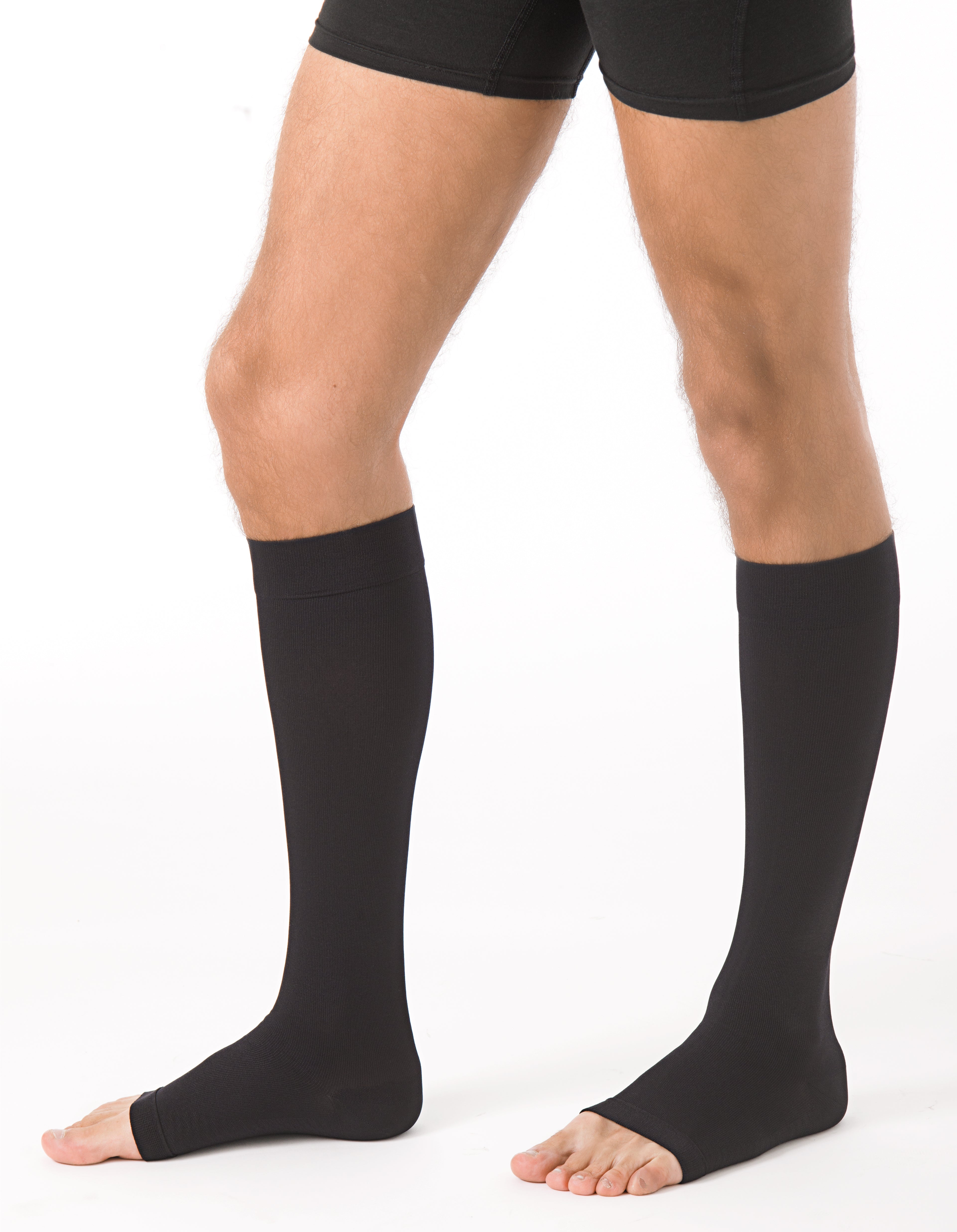 Chaussettes de contention Microfibre pieds ouverts noir