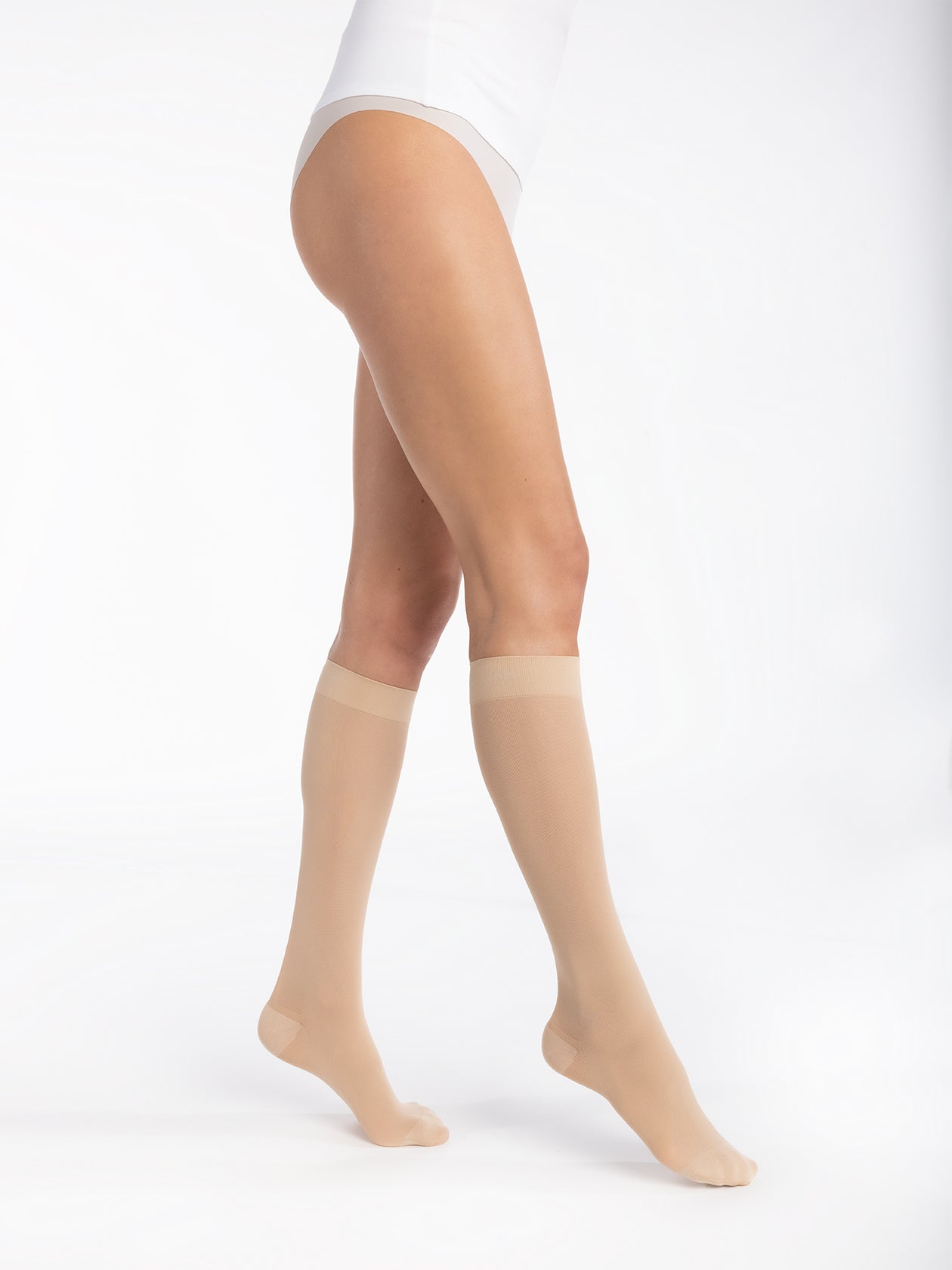 Chaussettes de contention semi-transparentes naturel