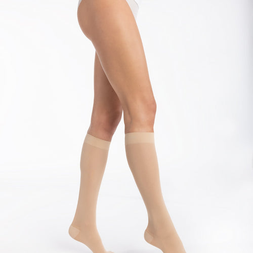 Chaussettes de contention semi-transparentes naturel