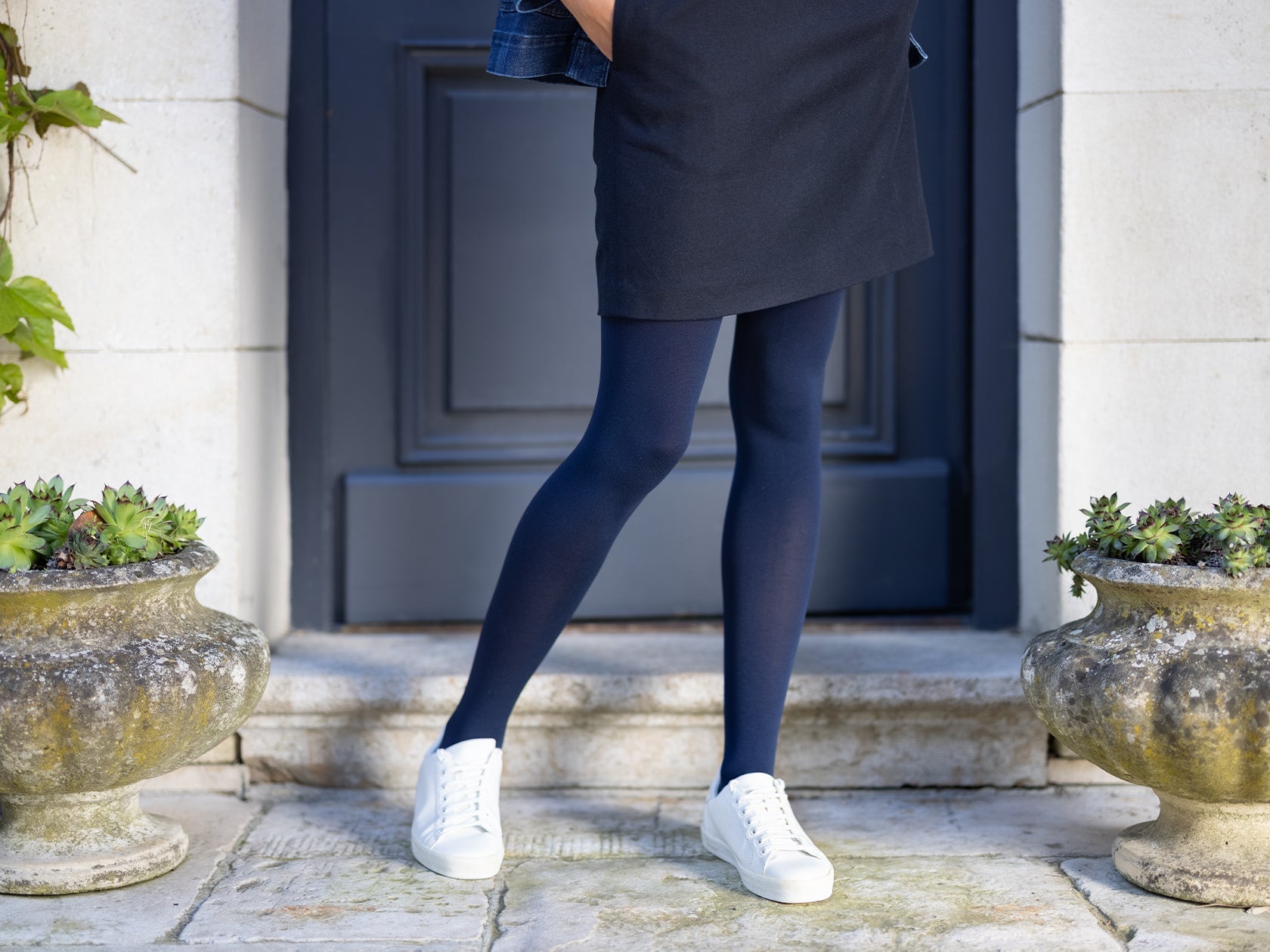 Collant de contention opaque bleu marine