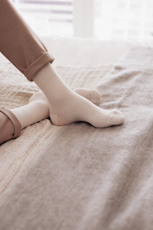 Chaussettes de contention Coton Bio (55%) beige