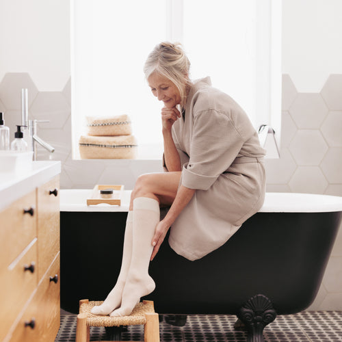 Chaussettes de contention Coton Bio (55%) beige