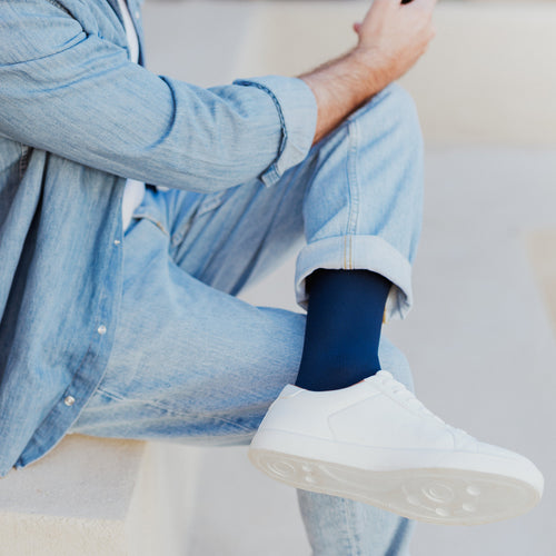 Chaussettes de contention Dynaven Fin bleu marine