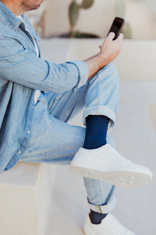 Chaussettes de contention Dynaven Fin bleu marine