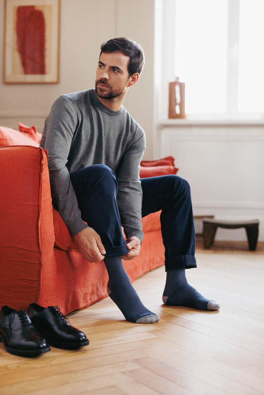 Chaussettes de contention Colors bleu et gris clair