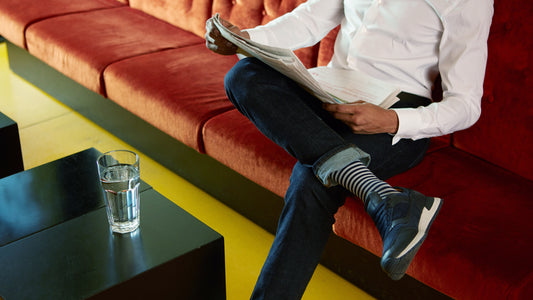 Chaussettes de contention Marinière bleu marine et blanc