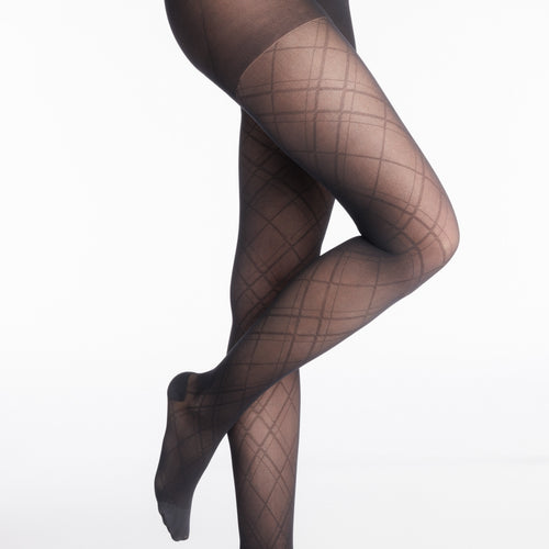 Collant de contention Motifs Carreaux noir