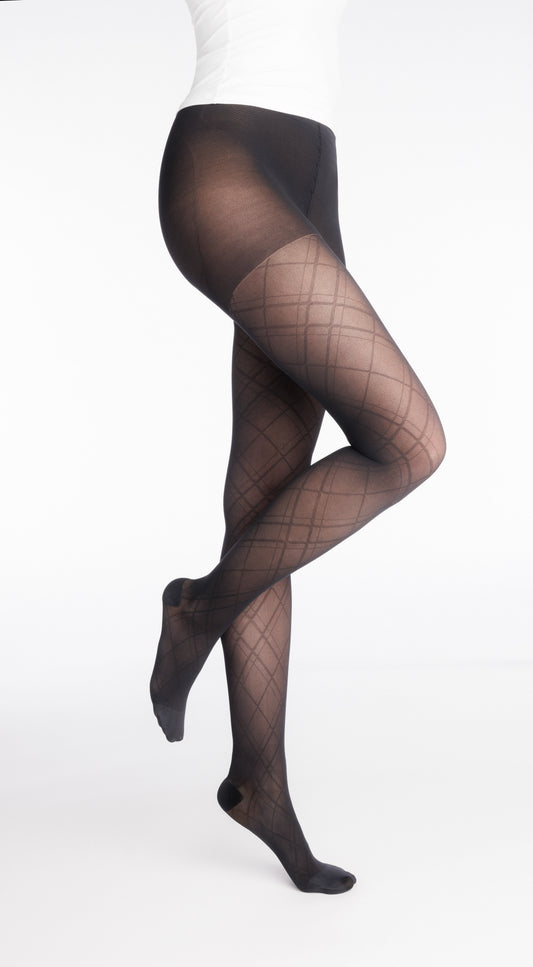 Collant de contention Motifs Carreaux noir