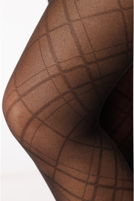 Bas de contention Motifs Carreaux noir