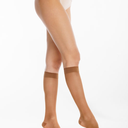 Chaussettes de contention transparentes pieds ouverts beige 150