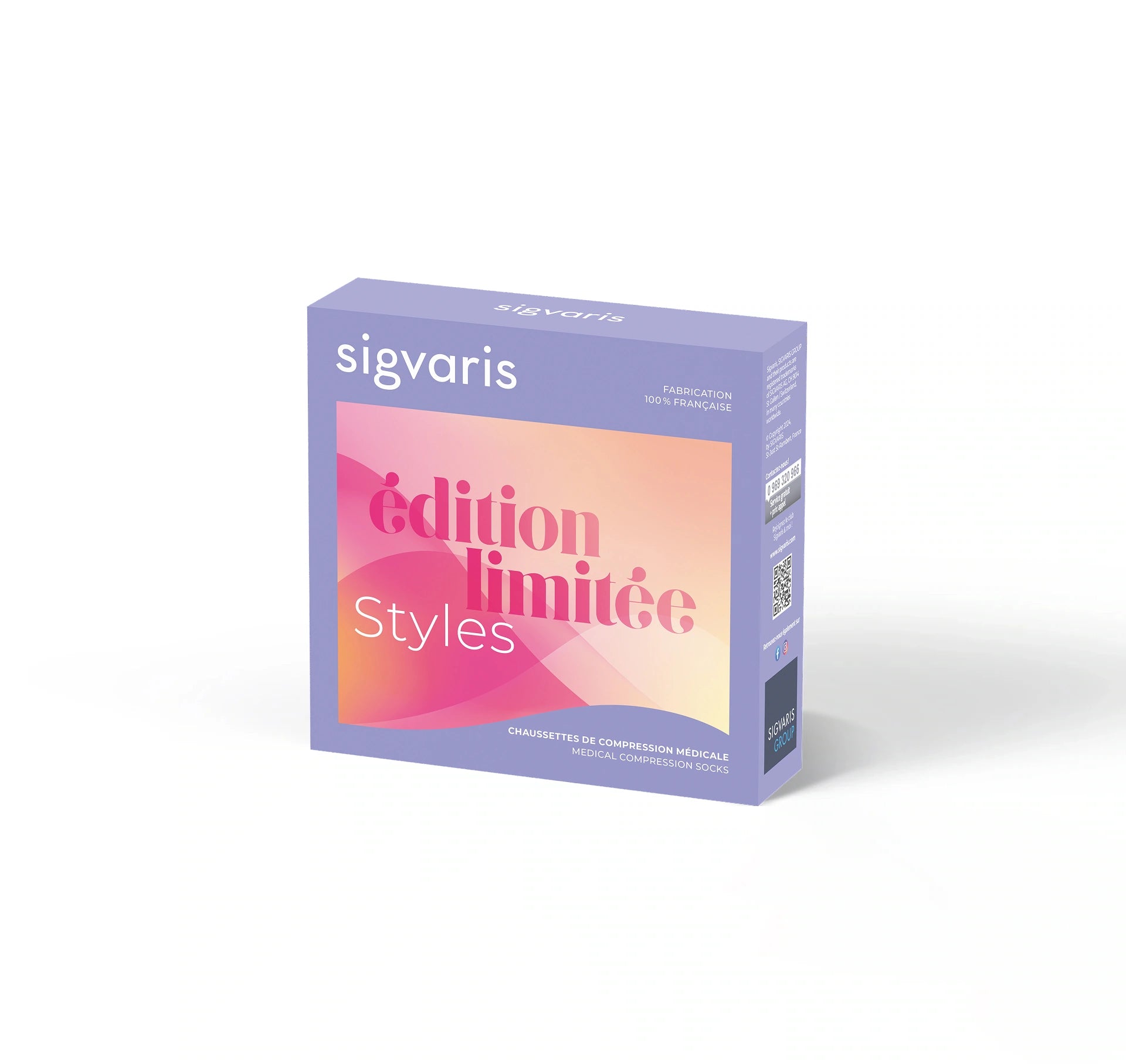 Sigvaris - Chaussettes de contention Octobre Rose pour femme - Boîte